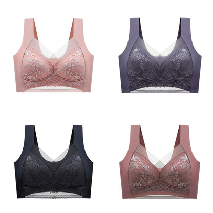 🔥👍【Compra 2 y llévate 2 gratis】👙🌺【40-110 kg】Sujetador de encaje cómodo sin costuras de talla grande