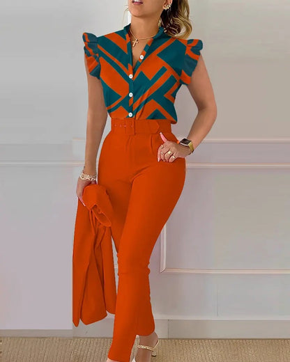 【descuento】💖Conjunto camiseta escote pico + pantalón pitillo