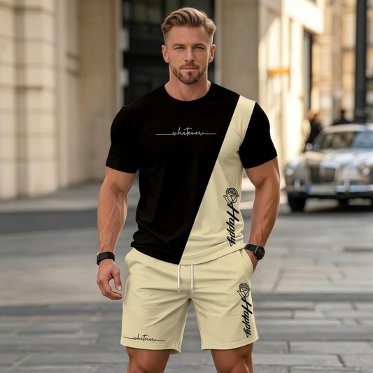 ✨【Pago contra entrega】Conjunto deportivo de verano de 2 piezas para hombre: cómoda camiseta de manga corta y pantalones cortos para el día a día y para estar en casa.