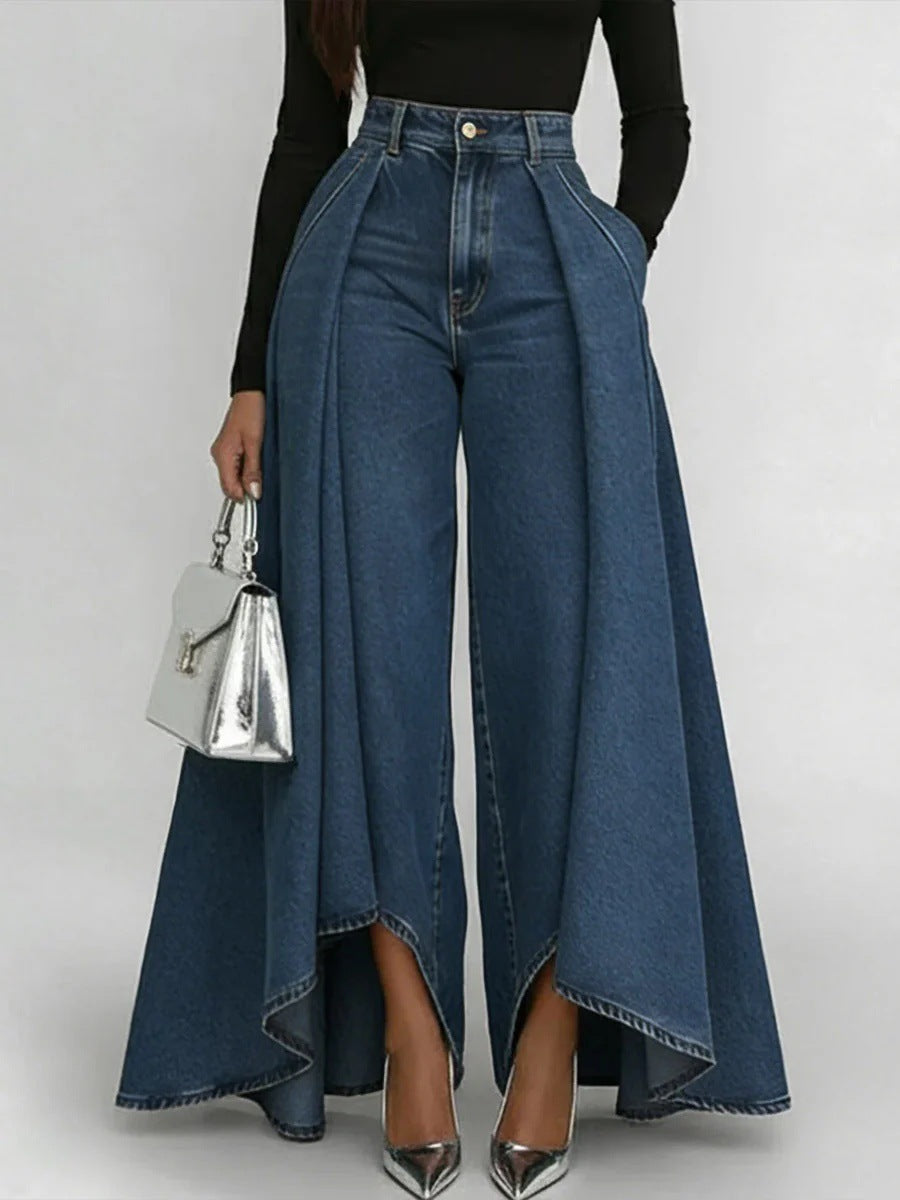 🥇Vaqueros de mujer de talle alto y pierna ancha, corte amplio, diseño elegante.