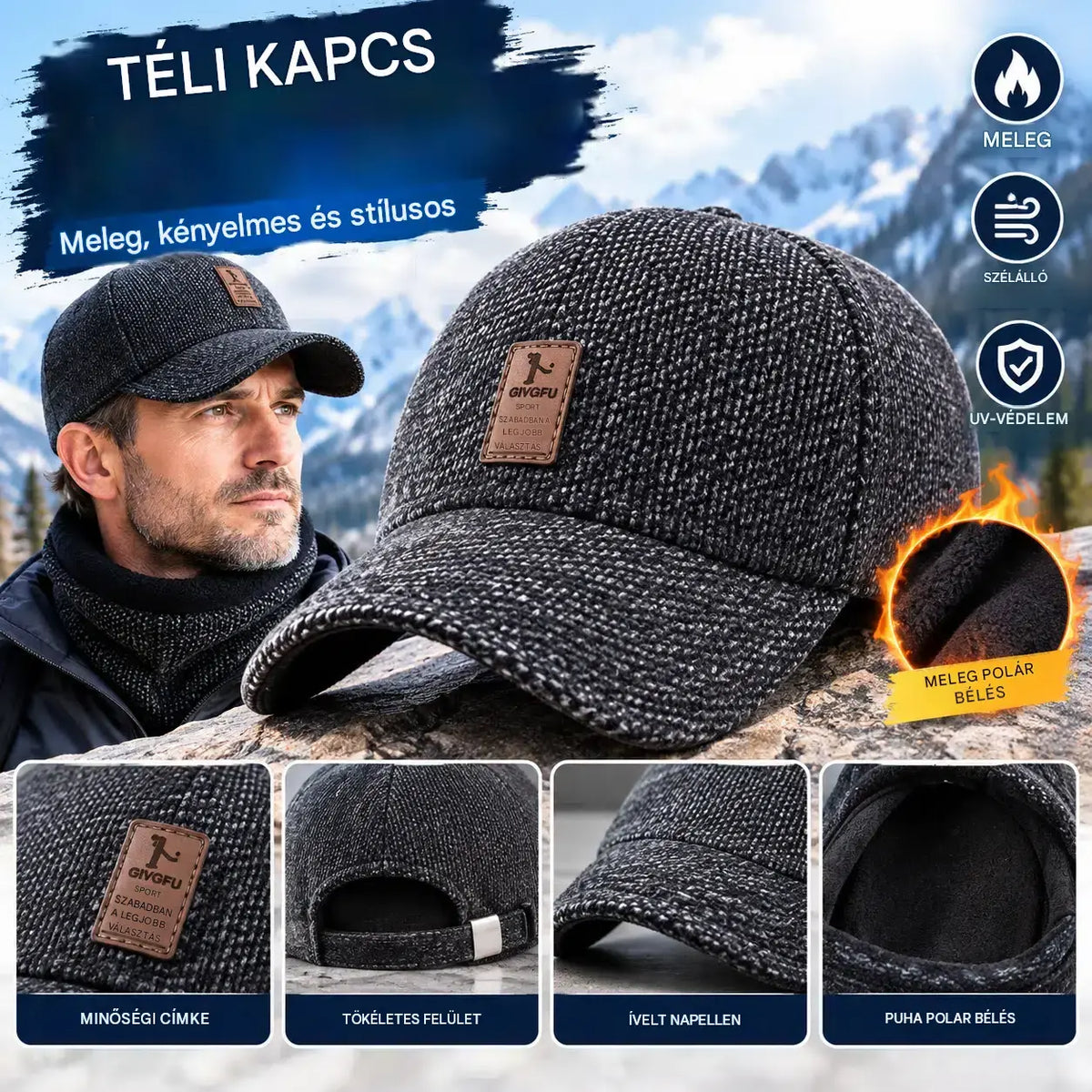 🧢 Meleg férfi sapka fülvédővel: kényelem őszre és télre.