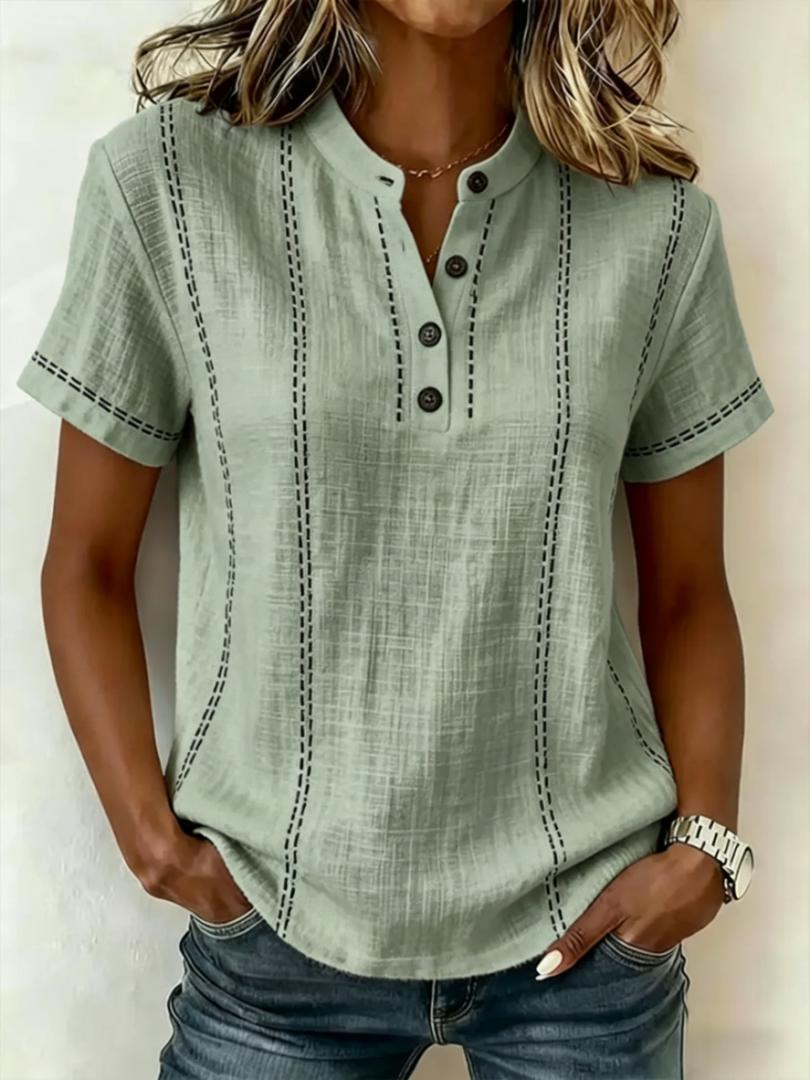 ⏳ ¡Oferta por tiempo limitado! ⏰【S-3XL】Camisa de manga corta con cuello alto para mujer, colección 2026, ideal para la temporada de verano.