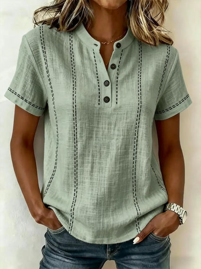 ⏳ ¡Oferta por tiempo limitado! ⏰【S-3XL】Camisa de manga corta con cuello alto para mujer, colección 2026, ideal para la temporada de verano.