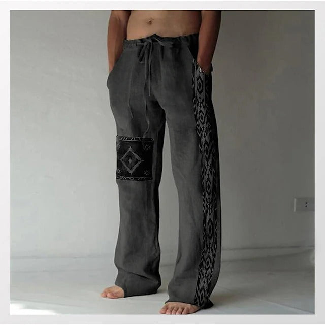 ✨👖【8 barev🌈】【S-6XL】😍 Pánské úzké kalhoty z bavlny a lnu větší velikosti, ležérní uvolněný bohémský styl, kalhoty se širokým sednutím