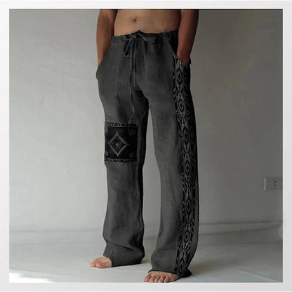 ✨👖【8 barev🌈】【S-6XL】😍 Pánské úzké kalhoty z bavlny a lnu větší velikosti, ležérní uvolněný bohémský styl, kalhoty se širokým sednutím