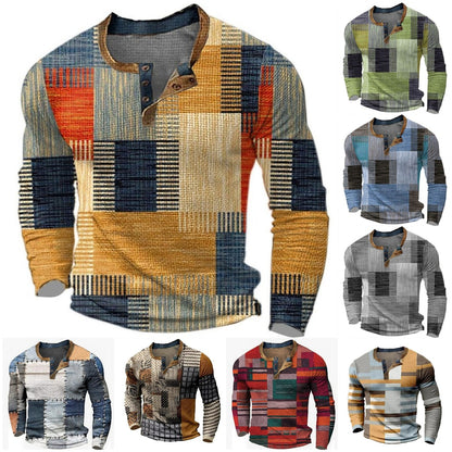 👔【S-4XL】🔥Nová kolekce pánských košil s potiskem, dlouhé rukávy, uvolněný styl Henry, dostupné ve více barvách
