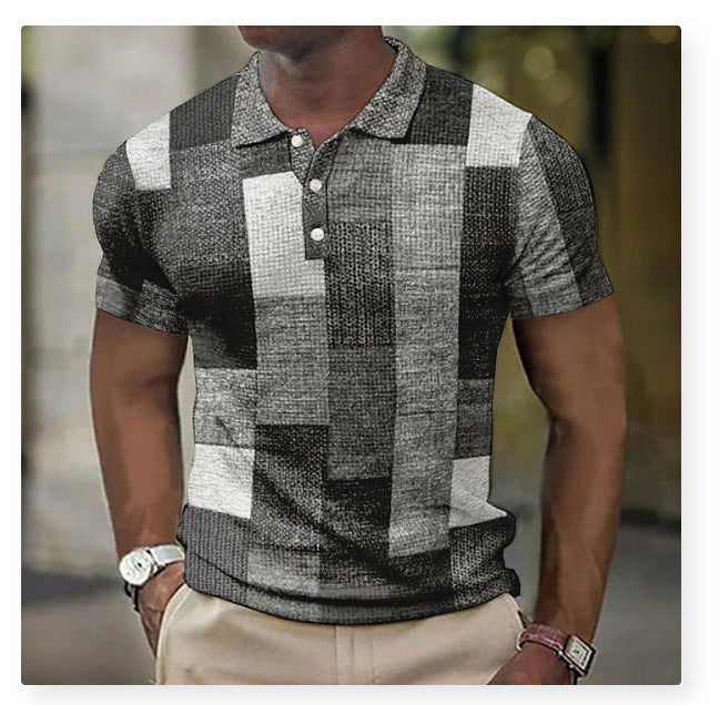 👕【S-5XL】Nové pánské kostkované pruhované polo tričko z bavlny a lnu