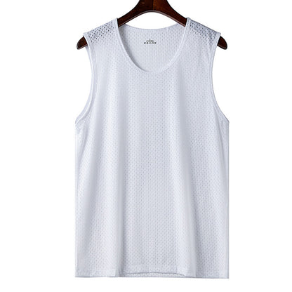💥【Compra uno y llévate otro gratis】💥Chaleco de malla de seda de hielo para hombre, fino, ajustado, deportivo, sin mangas, para fitness, para hombre