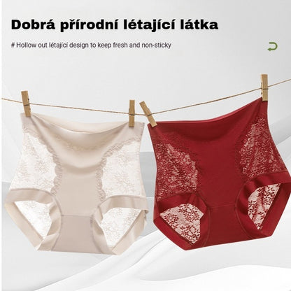 🍑🎀【1 sada 5 kusů】🩲🔥【40-120kg】Dámské krajkové kalhotky, bezešvé, vysoce elastické, stahování bříška, lifting boků, tvarování pasu, střední pas