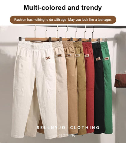 【Έκπτωση 50%】🔥【M-6XL】Γυναικείο παντελόνι από βαμβάκι με ελαστική μέση
