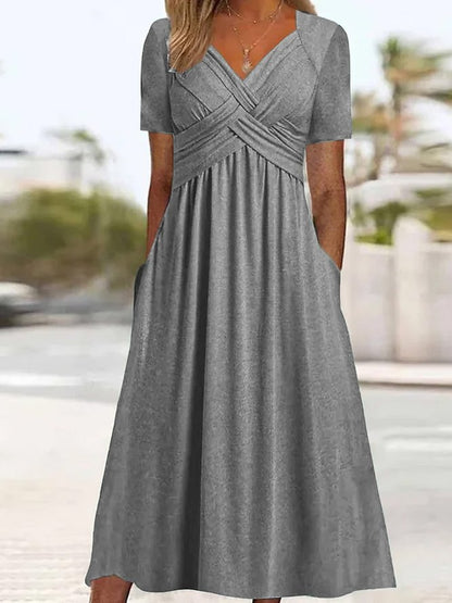 ⏳ 👗Último día: 50 % de descuento 【Tallas S-3XL】 Vestido midi casual de moda en color liso