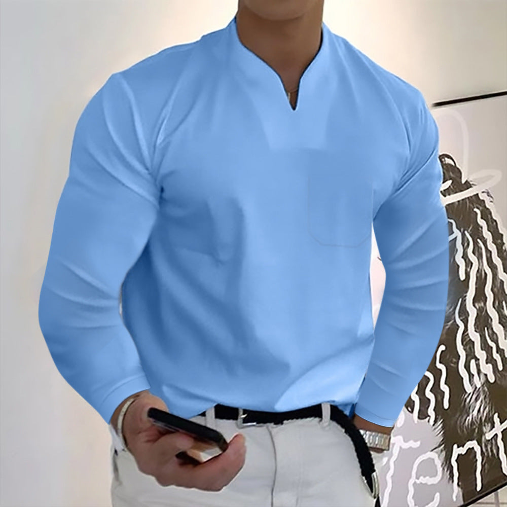 ⭐【S–5XL】Nova moška raztegljiva bombažna majica z V-izrezom
