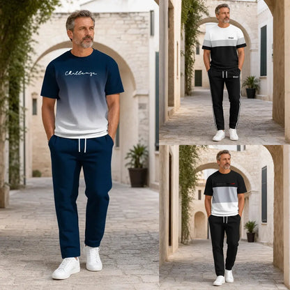 ⚡ Stylová pánská souprava s moderním gradientním potiskem | Tričko a tepláky ✨