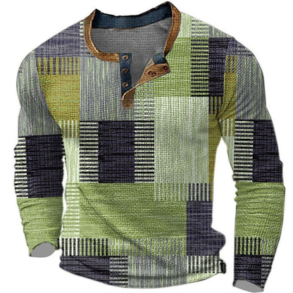 👔【S-4XL】🔥Nová kolekce pánských košil s potiskem, dlouhé rukávy, uvolněný styl Henry, dostupné ve více barvách