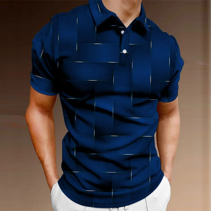 🔥Pago contra entrega【S-5XL】2026 Nueva camisa POLO de verano a rayas con estampado 3D para hombre