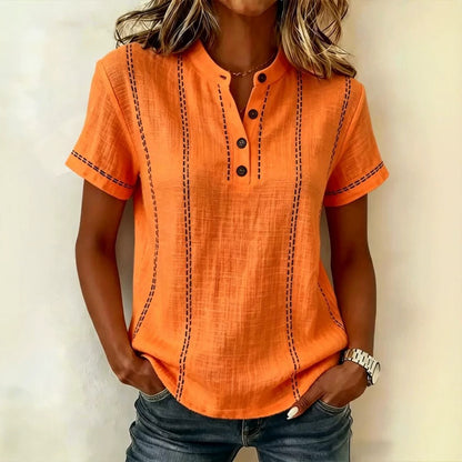 ⏳ ¡Oferta por tiempo limitado! ⏰【S-3XL】Camisa de manga corta con cuello alto para mujer, colección 2026, ideal para la temporada de verano.