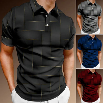 🔥Pago contra entrega【S-5XL】2026 Nueva camisa POLO de verano a rayas con estampado 3D para hombre