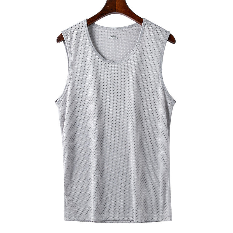 💥【Compra uno y llévate otro gratis】💥Chaleco de malla de seda de hielo para hombre, fino, ajustado, deportivo, sin mangas, para fitness, para hombre