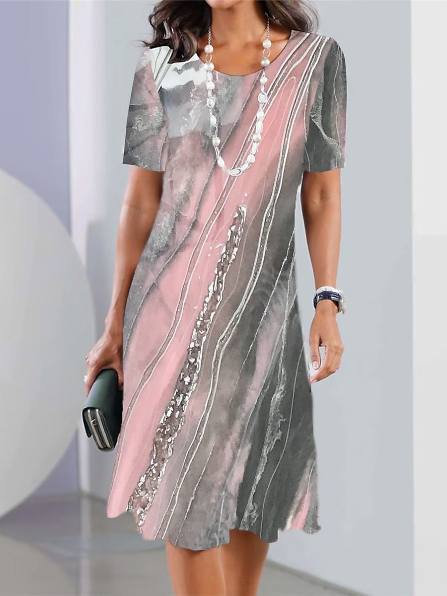 Vestido de mujer sexy 2026 con escote redondo y estampado【XS-8XL】