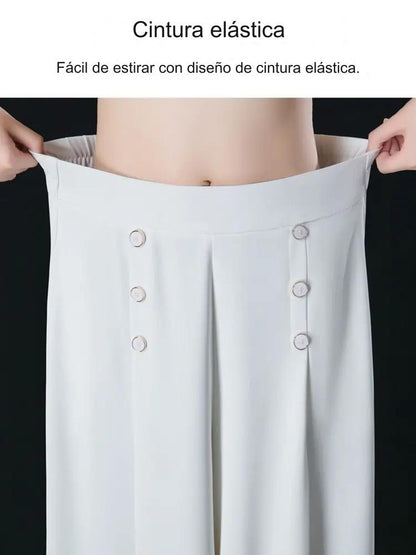 🔥【Oferta por tiempo limitado】Falda de pantalón de pierna ancha y cintura alta drapeada a la moda para mujer