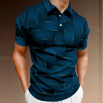 🔥Pago contra entrega【S-5XL】2026 Nueva camisa POLO de verano a rayas con estampado 3D para hombre