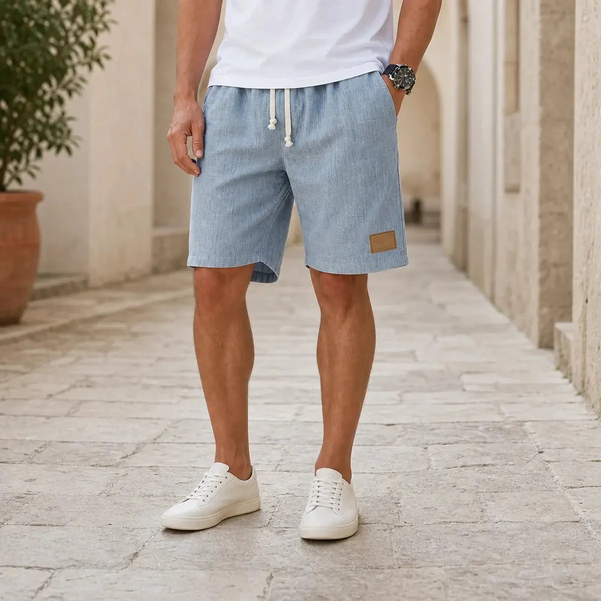 ⏳🔥【Poslední den se slevou 50 %】👖 【S-5XL】【55-110 kg】Pánské ležérní kraťasy s lněným vzhledem a stahovací šňůrkou pro rok 2026