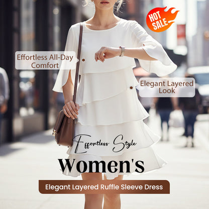 💃【Descuento por tiempo limitado】【S-3XL】🎁✨ Elegante vestido multicapa con volantes en los puños: estiloso y sofisticado 💃
