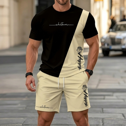 ✨【Pago contra entrega】Conjunto deportivo de verano de 2 piezas para hombre: cómoda camiseta de manga corta y pantalones cortos para el día a día y para estar en casa.