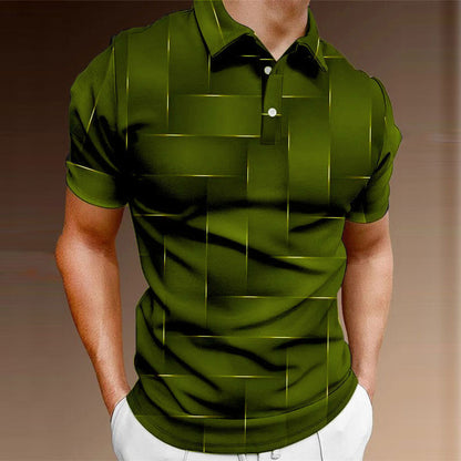 🔥Pago contra entrega【S-5XL】2026 Nueva camisa POLO de verano a rayas con estampado 3D para hombre