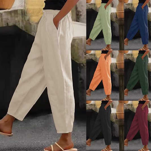 😍💕48% de descuento💕【40-120 kg】Pantalones casuales para mujer de algodón y lino ✅️Pago contra entrega ✅️
