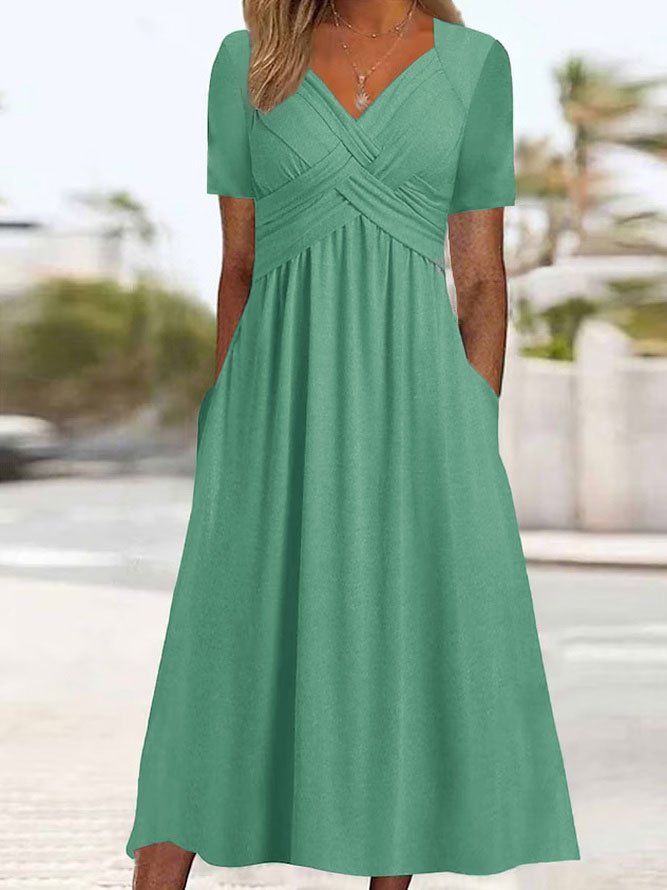 ⏳ 👗Último día: 50 % de descuento 【Tallas S-3XL】 Vestido midi casual de moda en color liso
