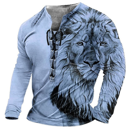 🦁🦁【S-4XL】 Camiseta 3D para hombre – manga larga, estampado realista y tejido suave