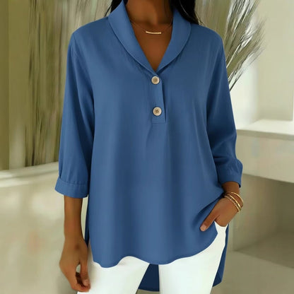 【S-3XL】Elegante, cómoda y holgada camisa de manga larga para mujer con cuello Peter Pan