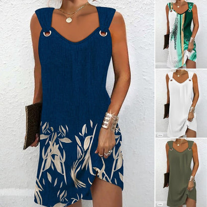 👗🔥【Horký výprodej】【S–2XL】Letní šaty bez rukávů s výstřihem do V a kovovými knoflíky – elegantní a pohodlné 🌞✨
