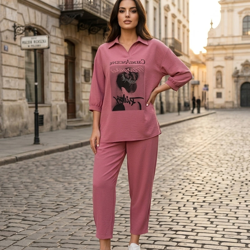 💝Moderní dámská dvoudílná souprava, ležérně-elegantní design, dostupná v několika elegantních barvách