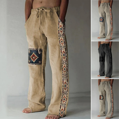 ✨👖【8 barev🌈】【S-6XL】😍 Pánské úzké kalhoty z bavlny a lnu větší velikosti, ležérní uvolněný bohémský styl, kalhoty se širokým sednutím