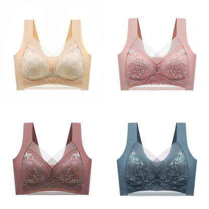 🔥👍【Compra 2 y llévate 2 gratis】👙🌺【40-110 kg】Sujetador de encaje cómodo sin costuras de talla grande