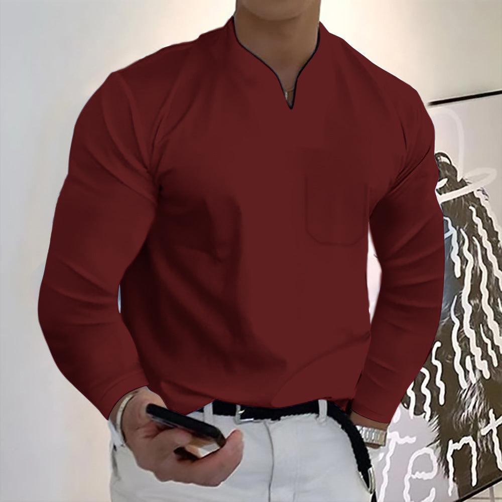 ⭐【S–5XL】Nova moška raztegljiva bombažna majica z V-izrezom