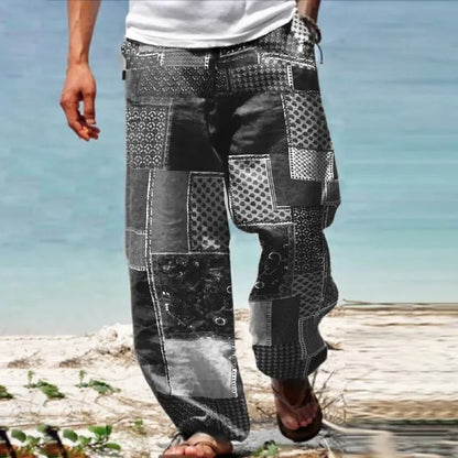 ✨👖【8 barev🌈】【S-6XL】😍 Pánské úzké kalhoty z bavlny a lnu větší velikosti, ležérní uvolněný bohémský styl, kalhoty se širokým sednutím