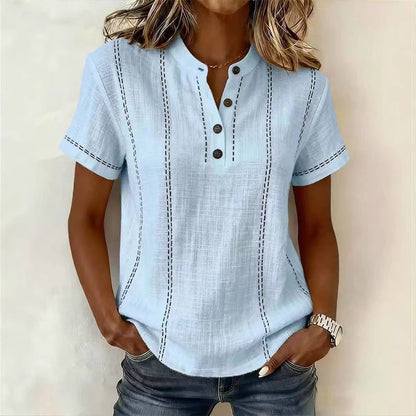 ⏳ ¡Oferta por tiempo limitado! ⏰【S-3XL】Camisa de manga corta con cuello alto para mujer, colección 2026, ideal para la temporada de verano.