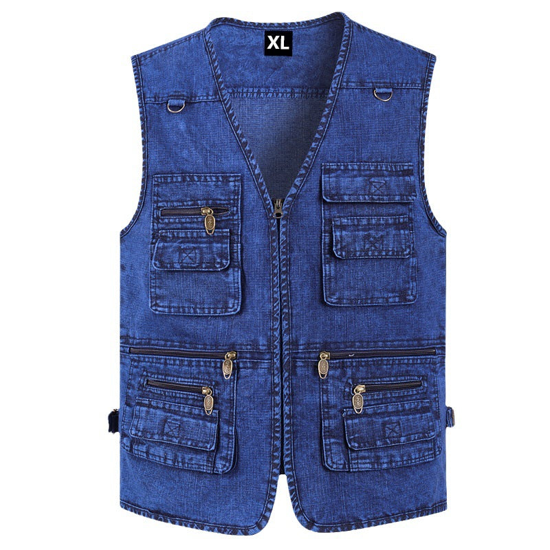 ⏳  Nová kolekce -50% 🔥【XL-7XL】Nová pánská džínová vesta s více kapsami - Odolné, prodyšné a pohodlné