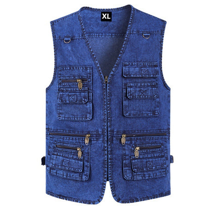 ⏳  Nová kolekce -50% 🔥【XL-7XL】Nová pánská džínová vesta s více kapsami - Odolné, prodyšné a pohodlné