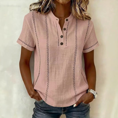 ⏳ ¡Oferta por tiempo limitado! ⏰【S-3XL】Camisa de manga corta con cuello alto para mujer, colección 2026, ideal para la temporada de verano.