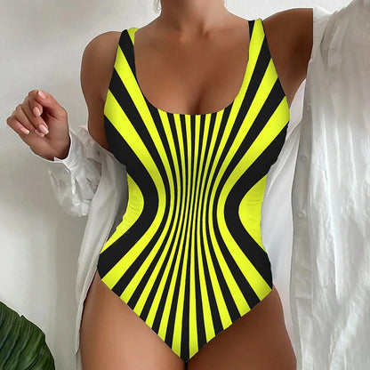 🥰【Poslední den – sleva 50 %】🔥【S~8XL】Unikátní pruhované jednodílné plavky