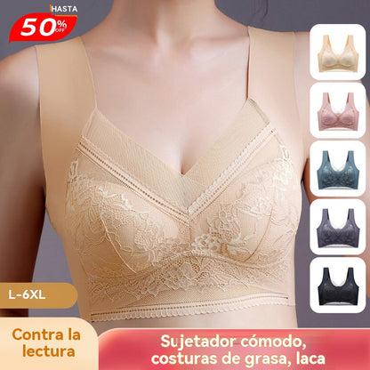 🔥👍【Compra 2 y llévate 2 gratis】👙🌺【40-110 kg】Sujetador de encaje cómodo sin costuras de talla grande