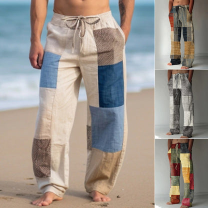 ✨👖【8 barev🌈】【S-6XL】😍 Pánské úzké kalhoty z bavlny a lnu větší velikosti, ležérní uvolněný bohémský styl, kalhoty se širokým sednutím