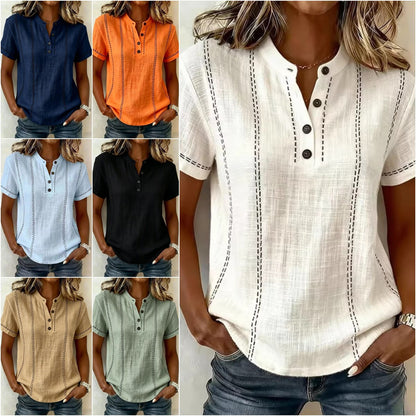 ⏳ ¡Oferta por tiempo limitado! ⏰【S-3XL】Camisa de manga corta con cuello alto para mujer, colección 2026, ideal para la temporada de verano.
