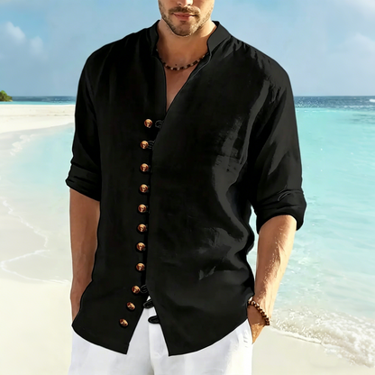 👔50% de descuento🔥【40-100 kg】Camisa de verano de manga larga para hombre, confeccionada en lino y algodón ✅️Pago contra entrega