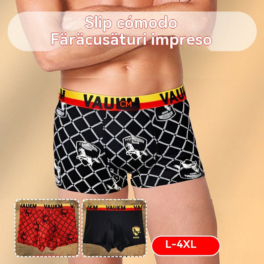💥【Compra 1 y llévate 3 gratis】🚹✅🔥Ropa interior transpirable de seda helada para hombre, ropa interior cómoda sin costuras, talla grande, estampado moderno