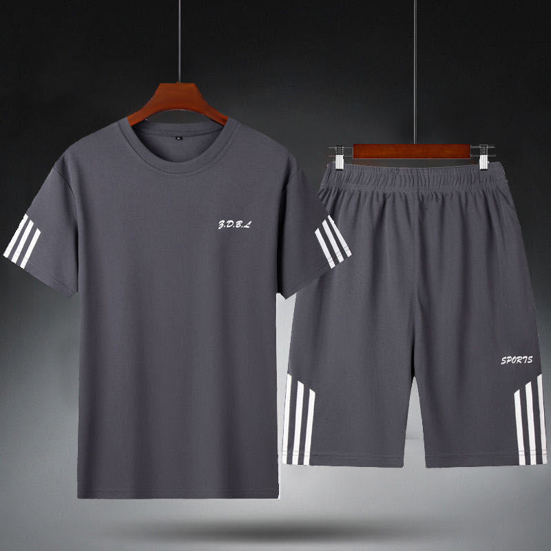 👕👖【45-100 kg】Letní pánská tepláková souprava, prodyšný a rychleschnoucí síťovaný design, stylový vzhled, vhodná pro sport i firemní příležitosti.